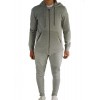 Grey ribbed hooded tracksuit