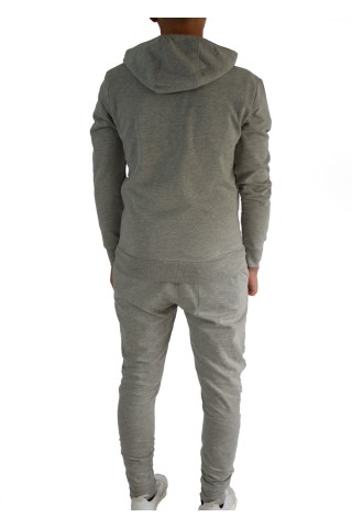 Grey ribbed hooded tracksuit