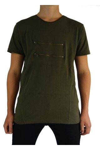 Khaki Zip T-shirt
